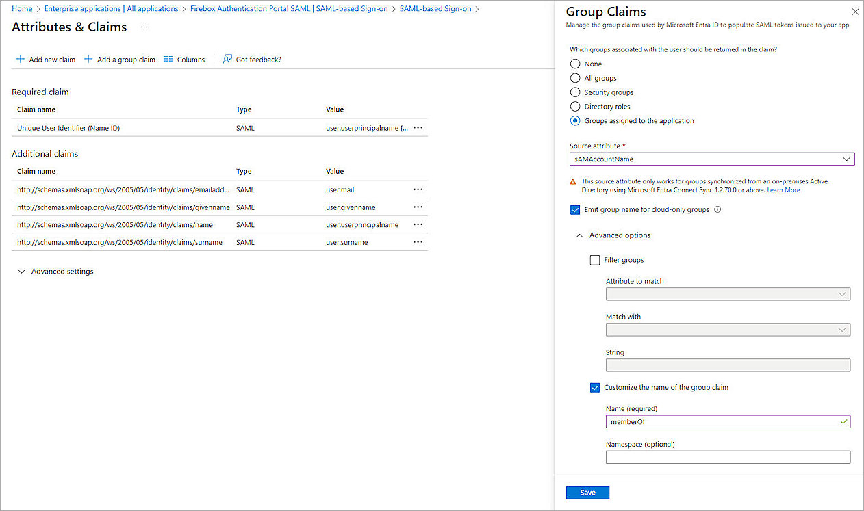 Screenshot of Entra ID, Azure SAML app setup 7